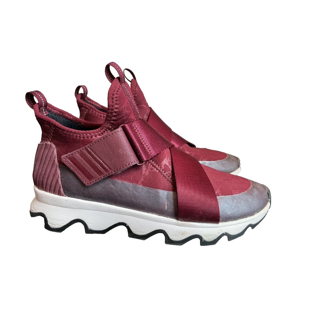 Sorel Womens Kinetic Sneak Sneakers Shoes RED Maroon Hook Loop Low Top Sz 7.5